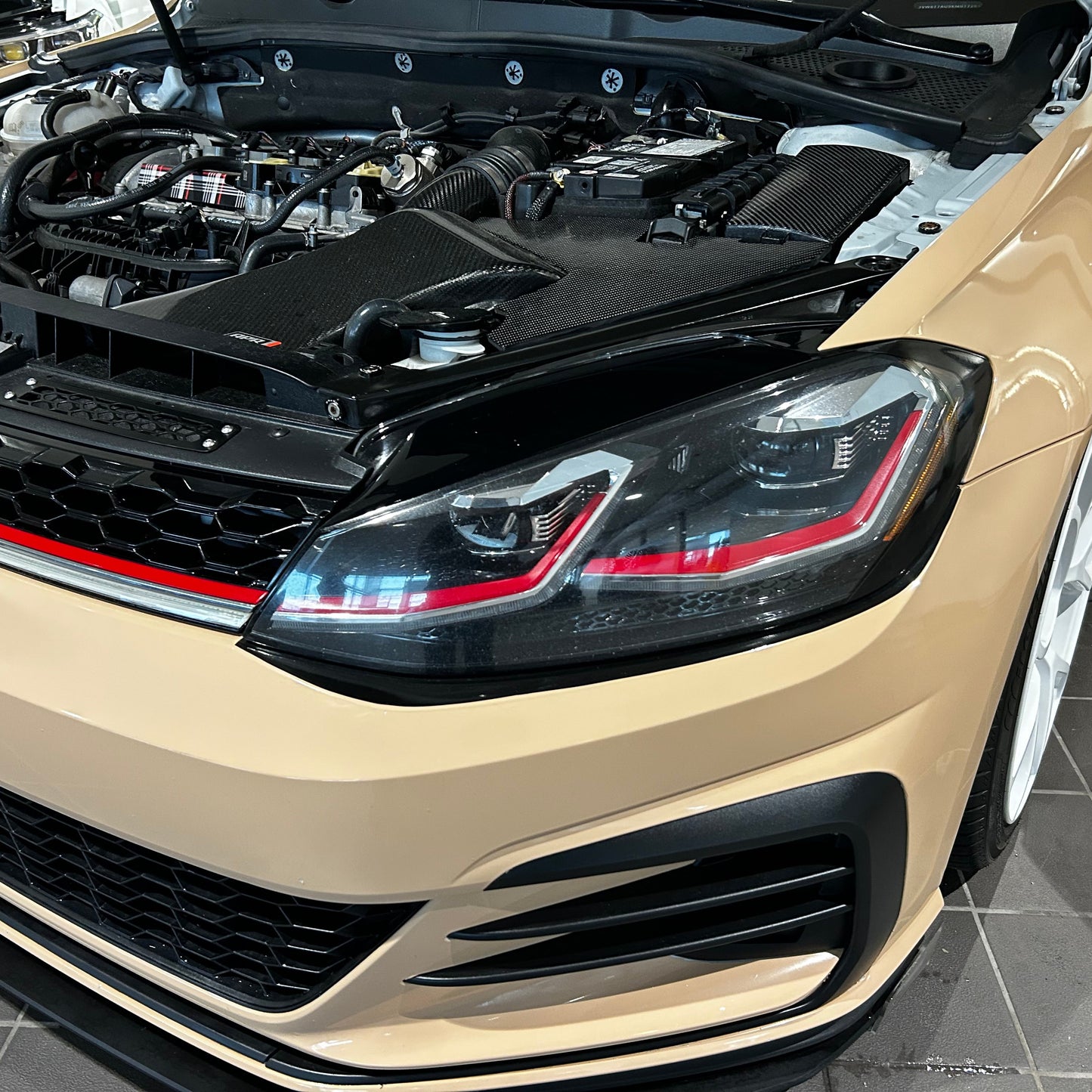 Rain Tray/Cowling Coilover and Camber Plate Cutout Ring for Coilover Adjustment. MK7+ Golf GTI/R