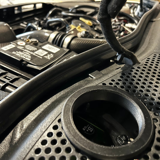Rain Tray/Cowling Coilover and Camber Plate Cutout Ring for Coilover Adjustment. MK7+ Golf GTI/R
